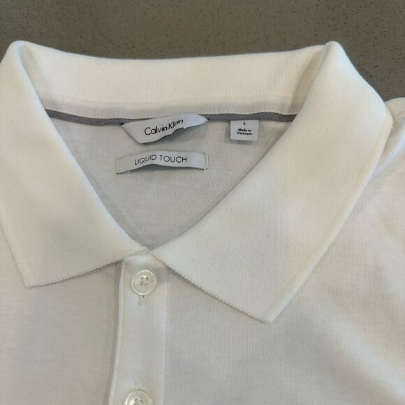 New W/O Tag! Calvin Klein Men's Short Sleeve White Polo 100% Cotton Size Large - Picture 5 of 6